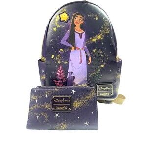Disney Parks Loungefly Backpack + Wallet Set Asha Wish Star Purple